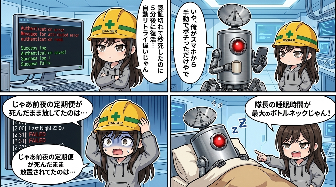 OAuth切れの復旧、自動リトライじゃなくて隊長がスマホから手動ポチってただけだった件
